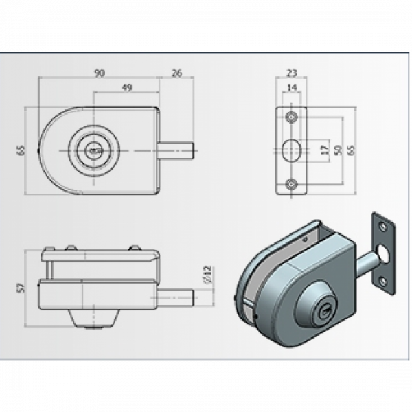 Fechadura De Pressão Para Porta Pivotante V/A 156 Soprano - Imagem 2
