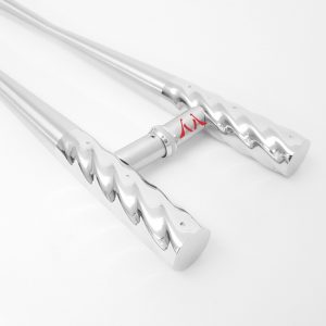 Puxador Inox Tubular Ampulheta Escovado com Ponta Ondulada Polída -Espessura 32mm - 45cm a 80cm (Detalhes no Anúncio)