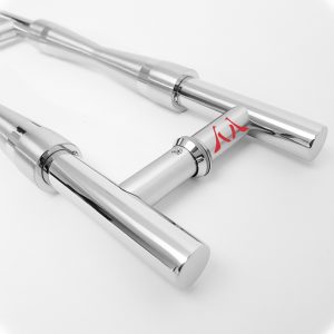 Puxador Inox Tubular Ampulheta com Detalhes Escovado para Portas e Portões - 40cm a 80cm (Detalhes no Anúncio)