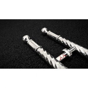 Puxador Inox Tubular Ondulado 110x60cm Detalhado nas Pontas para Portas e Portões -Espessura 38mm