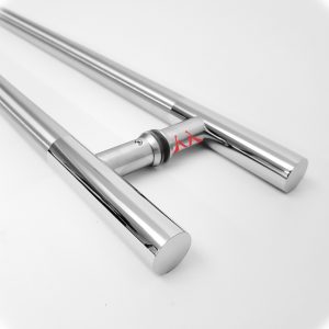 Puxador Inox Tubular com Meio Escovado 30cm x20 para Portas e Portões -Espessura 25mm